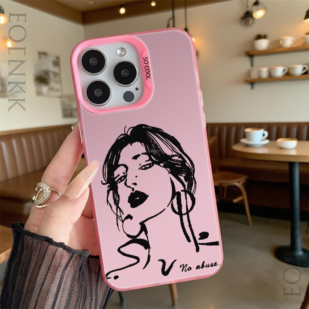 Ink Sketch of Woman Hard Phone Case for Iphone 16 15 14 13 12 11 Pro Max Mini Shockproof Anti-Scratch Protective Cover