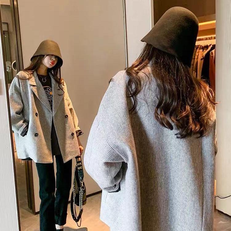 Women's Mid-Length Petite Wool Coat - Autumn/Winter 2026 Korean Style Cocoon Shape Trendy Overcoat
