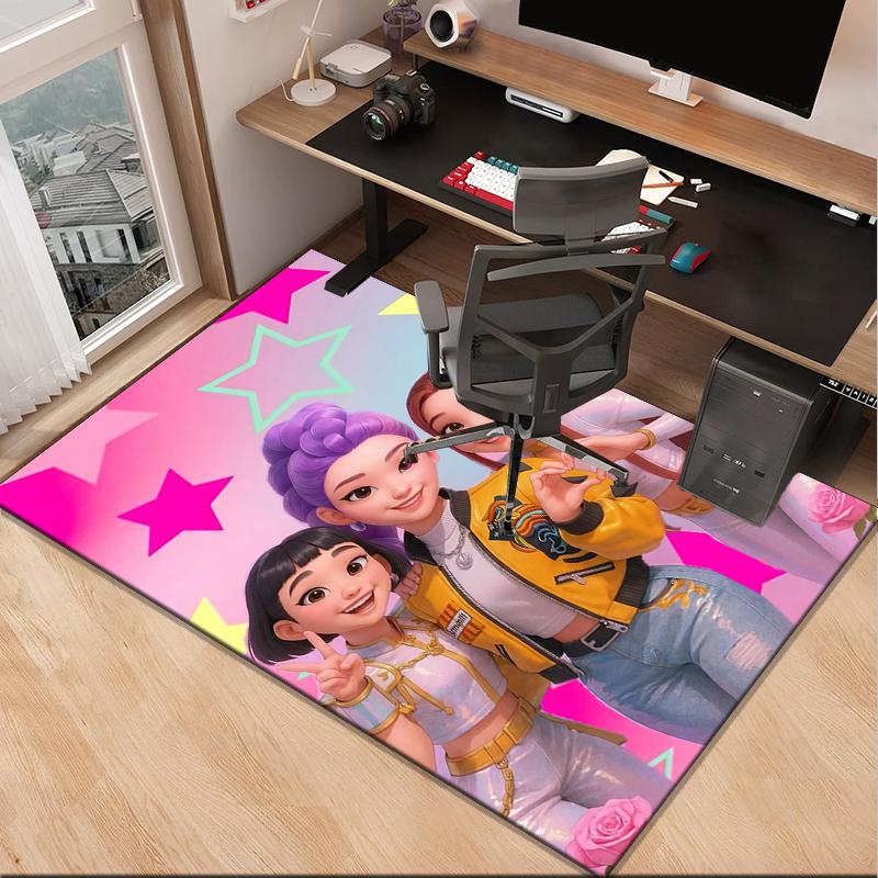 Superhero kpop Friends Adventure Office Rug Chair Mat, Game Carpet, Suitable for Front Door, Bedroom, Living Room, Desk, Holiday Gift