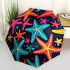 1pc Starfish Pattern Automatic Folding Umbrella - Compact 8-Rib Design, Durable Plastic & Iron, Lightweight for Outdoor Daily Use095