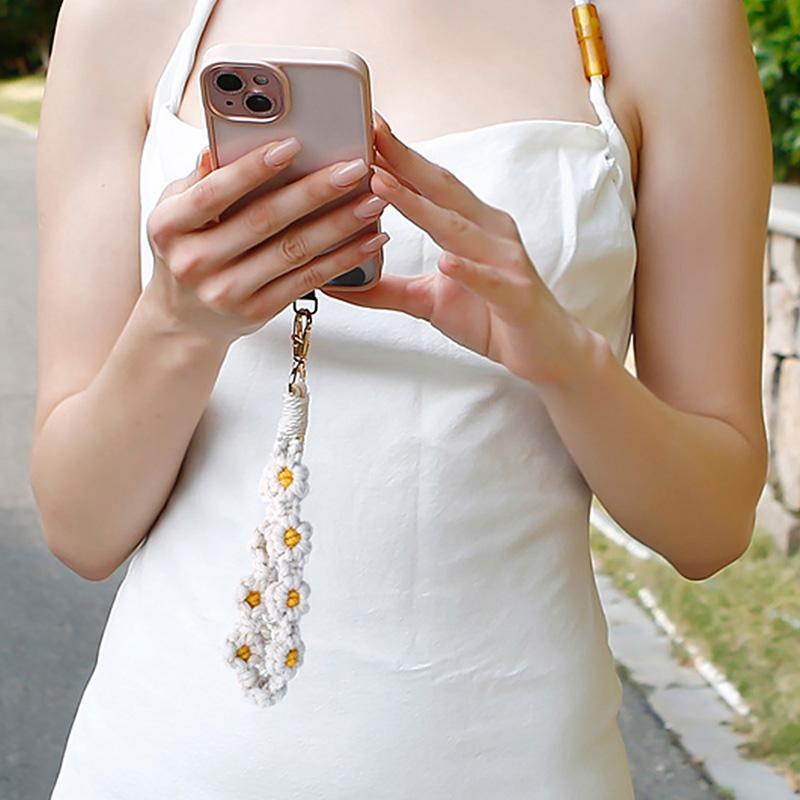 Handgewebte farbige Blumen, dekorative Anhänger, DIY für Handy, Taschen, Schlüssel, Geschenk-Accessoires