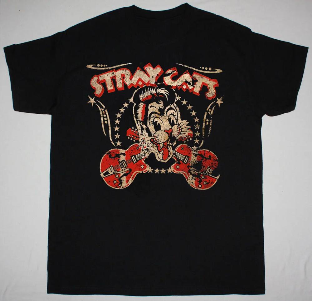 STRAY CATS BAND EXCLUSIVE BLACK COTTON T Shirt Full Size S-5XL Unisex T-Shirt S