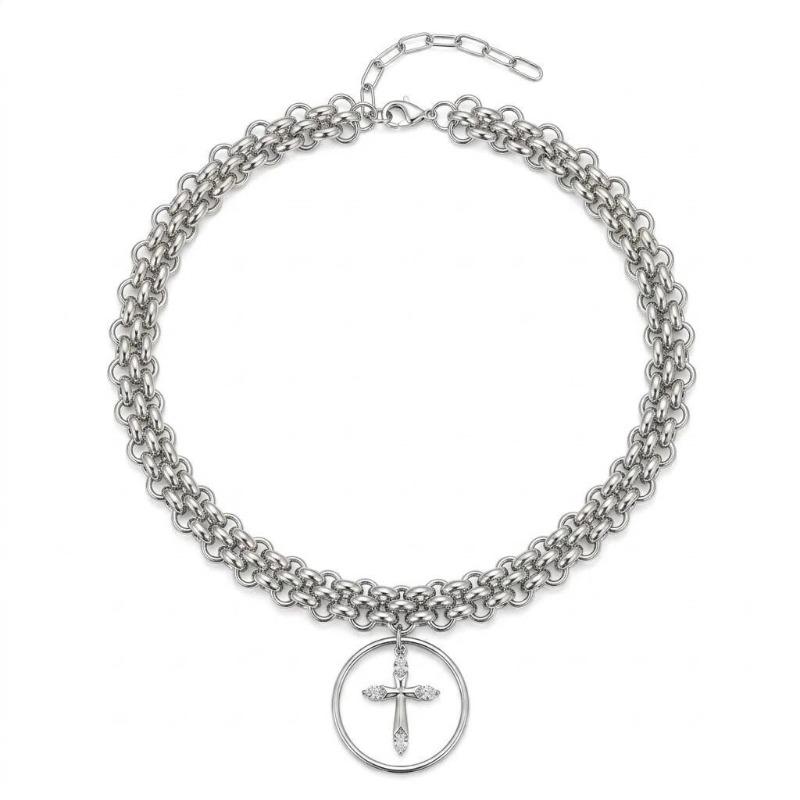 Meier Wide chain collarbone chain, cross necklace, male and female personality exaggerated heavy industry Yabi accessories
