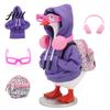 Cool Black And Sweet Purple Doll Clothing Mini Goose Accessories Set for 7 Inch Desktop Goose, Includes Hooded Creative Ornament Decoration Sweatshirt