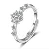 New Arrival Chic Stylish Personality Snowflake Basic Minimalist Antique Shore Flower  Sterling Color Jewelry Temperament Opening Rings