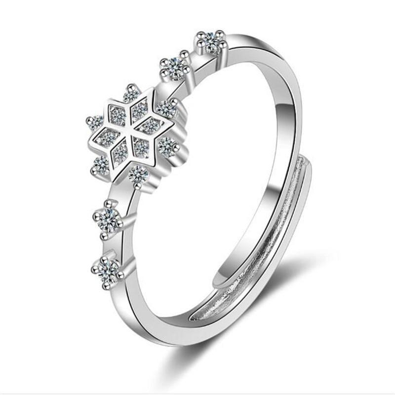 New Arrival Chic Stylish Personality Snowflake Basic Minimalist Antique Shore Flower  Sterling Color Jewelry Temperament Opening Rings