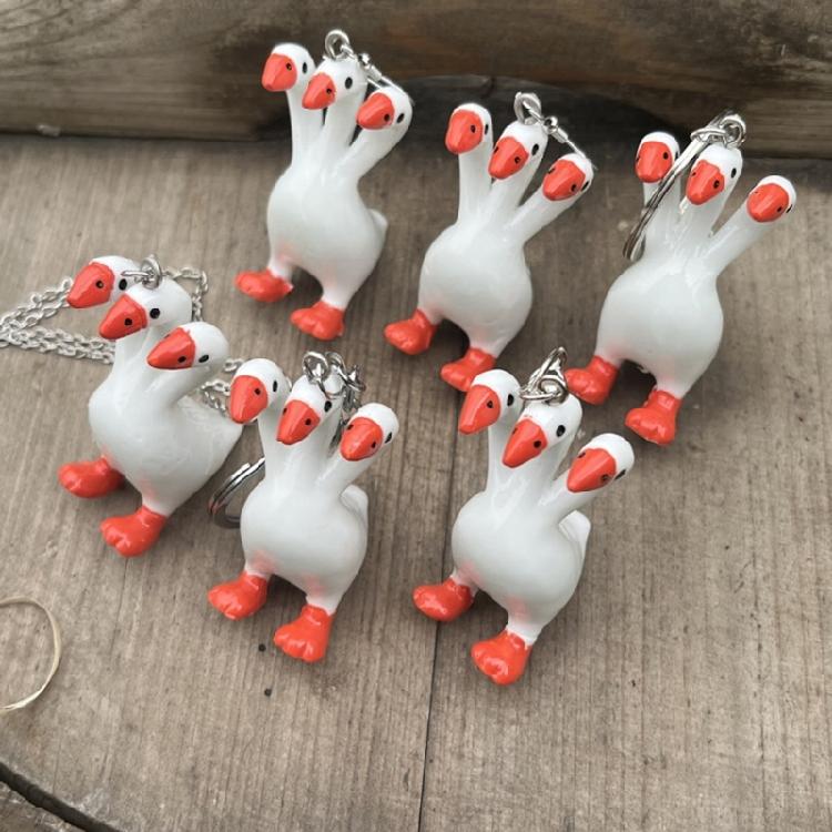 Unique Pendant Earring Geese with Three Heads Shape Lightweight Pendant Necklace