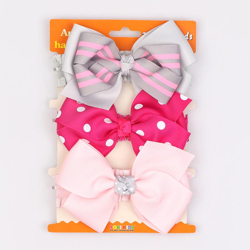 Children's Red Bow Headband Set: 3-Piece Elastic Baby Girl Hair Accessory