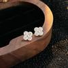 925 Silver Plated Four-leaf Clover Stud Earrings for Women Sparkling Shiny 5A Zircon Lucky Earrings Exquisite Banquet Jewelry