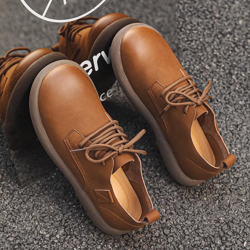 Fashion Men's Leather Casual Shoes Breathable Lace-Up Flats for Men Soft Lightweight Walking Shoes Comfortable Business Dress Sneakers