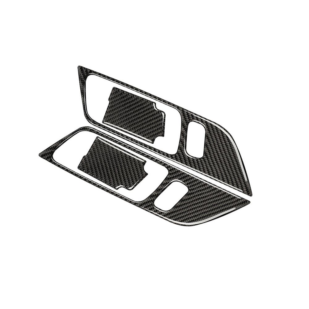 1Set Carbon Fiber Look Interior Door Handle Cover Trim For Ford Mustang 2015-21