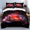 Elegant Rose Art Decoration Set Bedding Set with 1 Duvet Cover 2 Pillowcases Single Double King Queen, Gift