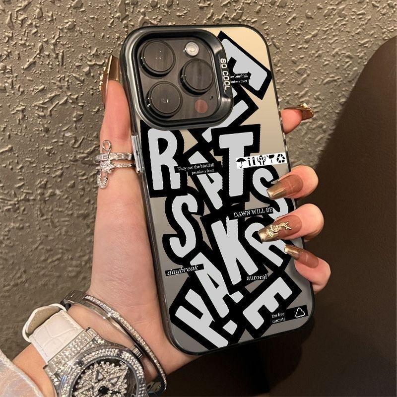 Applicable to iPhone14/15 creative letter 11/12 Apple 13promax mobile phone case xr/xs color silver IMD hard