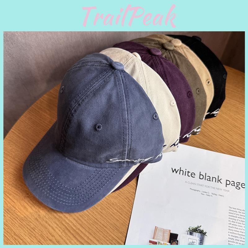 Embroidered Breathable Cotton Letter Cap With Wide Brim Sunshade Outdoor Sports
