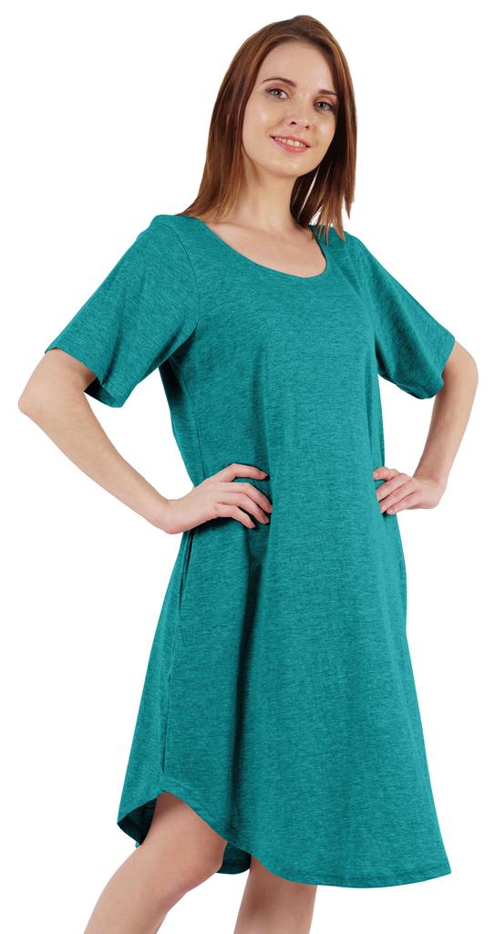 Inkmeso Noční košile pro ženy s krátkým rukávem W Noční košile s kulatým výstřihem Jersey tunika