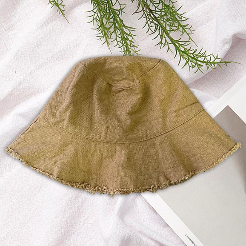 Rough Edge Bucket Hat Women's Summer Visor Casual Hat Edging Basin Hat Foldable Washable
