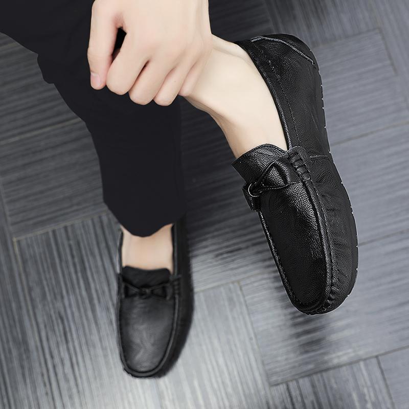 Classic Black Loafers Men Casual Shoes Leather Slip On Flats Driving Shoes Soft Sole Man Moccasins Shoes 2025