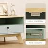 Living Room Coffee Table, Rectangular Side Table with Drawer, Door and Open Compartment, Light Green and Oak