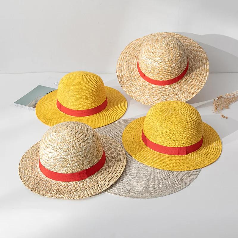 Luffy Straw Hat Anime Cosplay Prop Hat Role Play Performance Summer Beach Accessories Adult Unisex Sunshade Hat Halloween Gift