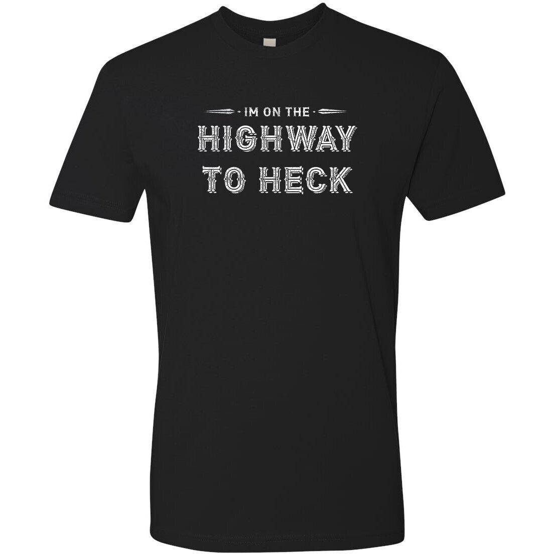 Retro Novelty T Shirt 100% Cotton 60 s 70 s Highway To Heck Funny Biker S разноцветный