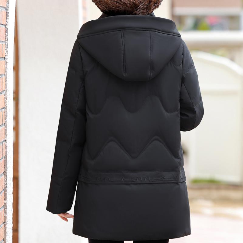 Middle Age Women Winter White Duck Down Coats Vintage Plus Size Parkas Hooded Elegant Thick Warm Down Jackets Woman Outerwears