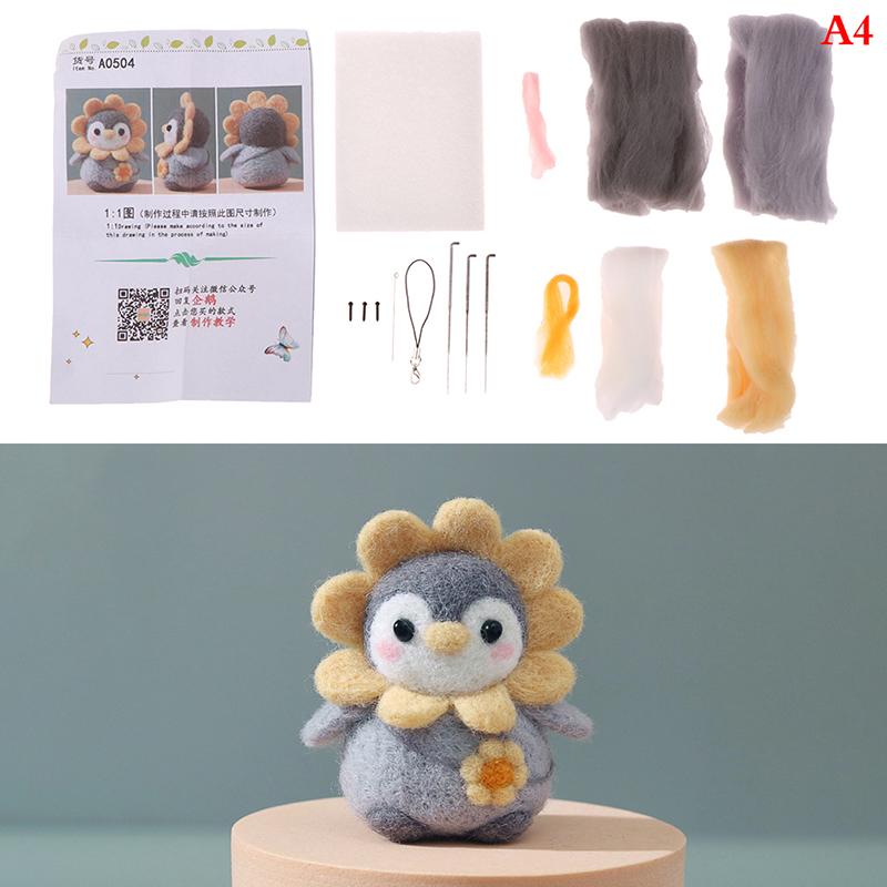 Unfertiges Filz-Set Niedlicher Pinguin Wollfilz DIY Bastelanhänger Geschenk Filzwolle Handgemachte Puppe Dekor Schmuck Materialpaket DIY Handgemachte Puppe Spielzeug