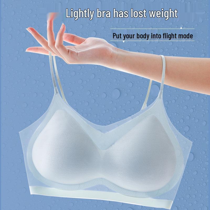 Women's Ice Silk Seamless Camisole Bra: Ultra-thin, No Steel Ring, Beautiful Back, Breathable, Comfortable Fit for a Slim Look