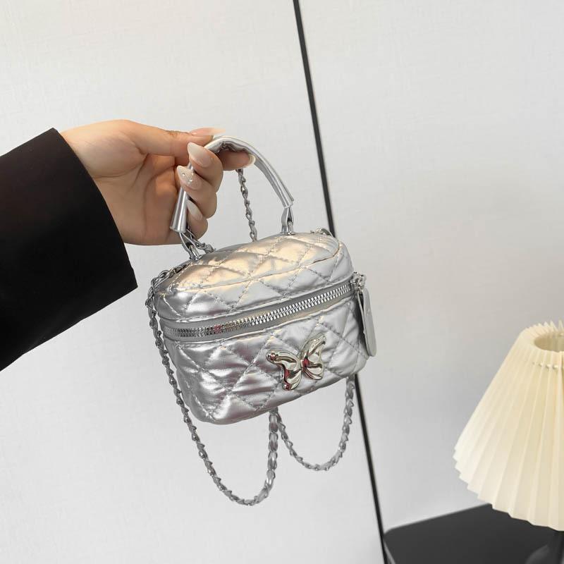 High Value Portable Mini Box Bag Women'S Rhombus Chain Mouth Red Envelope Bow Shoulder Messenger Bag