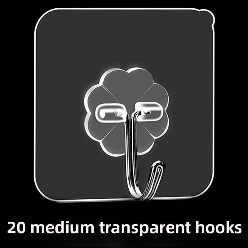 Transparent Hook, Strong Adhesive, Wall-mounted, Load-bearing, Bathroom and Kitchen, Seamless Adhesive Hook, No Need for Drilling, Adhesive Hook