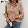 Damenmode, lässig, einfarbig, Druck, Herbst, Winter, lange Ärmel, lose Pullover
