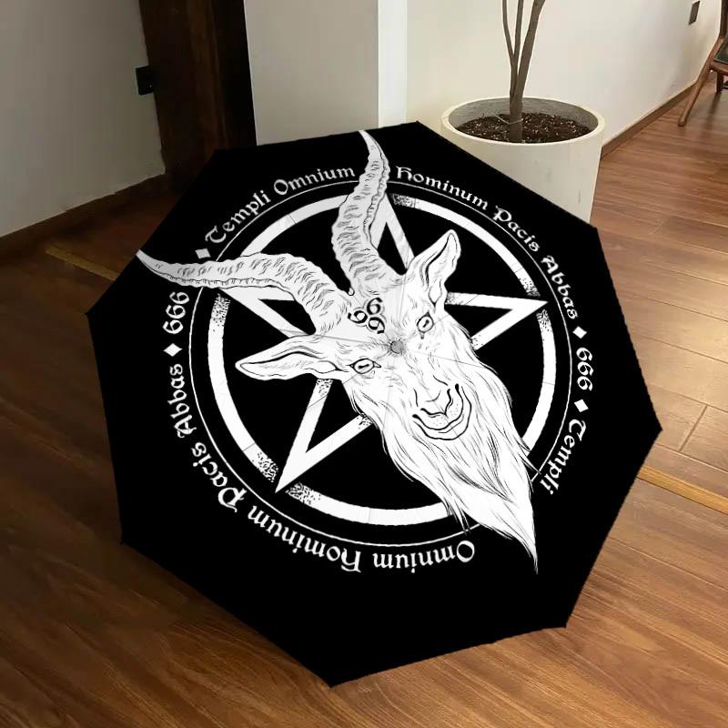 1pc Baphomet Symbol Occult Artwork Umbrella with Plastic Handle,Suitable for All Seasons Home Travel Outdoor UmbrellaDD1281