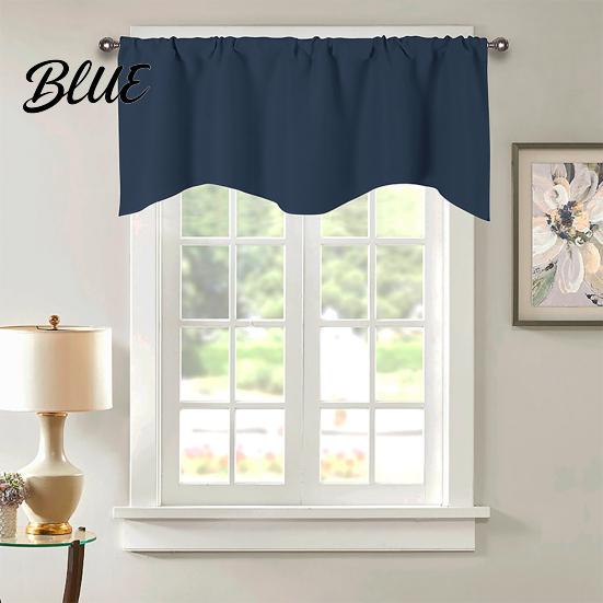 Solid Color Through Valance Room Balcony Curtain Home Rod Short Kitchen Window