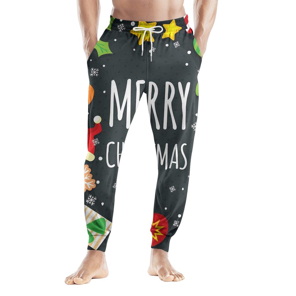 Men's Drawstring Pocket Casual Pants, Checkered Striped Printed Pocket Casual Pants, Home Sleeping Pants