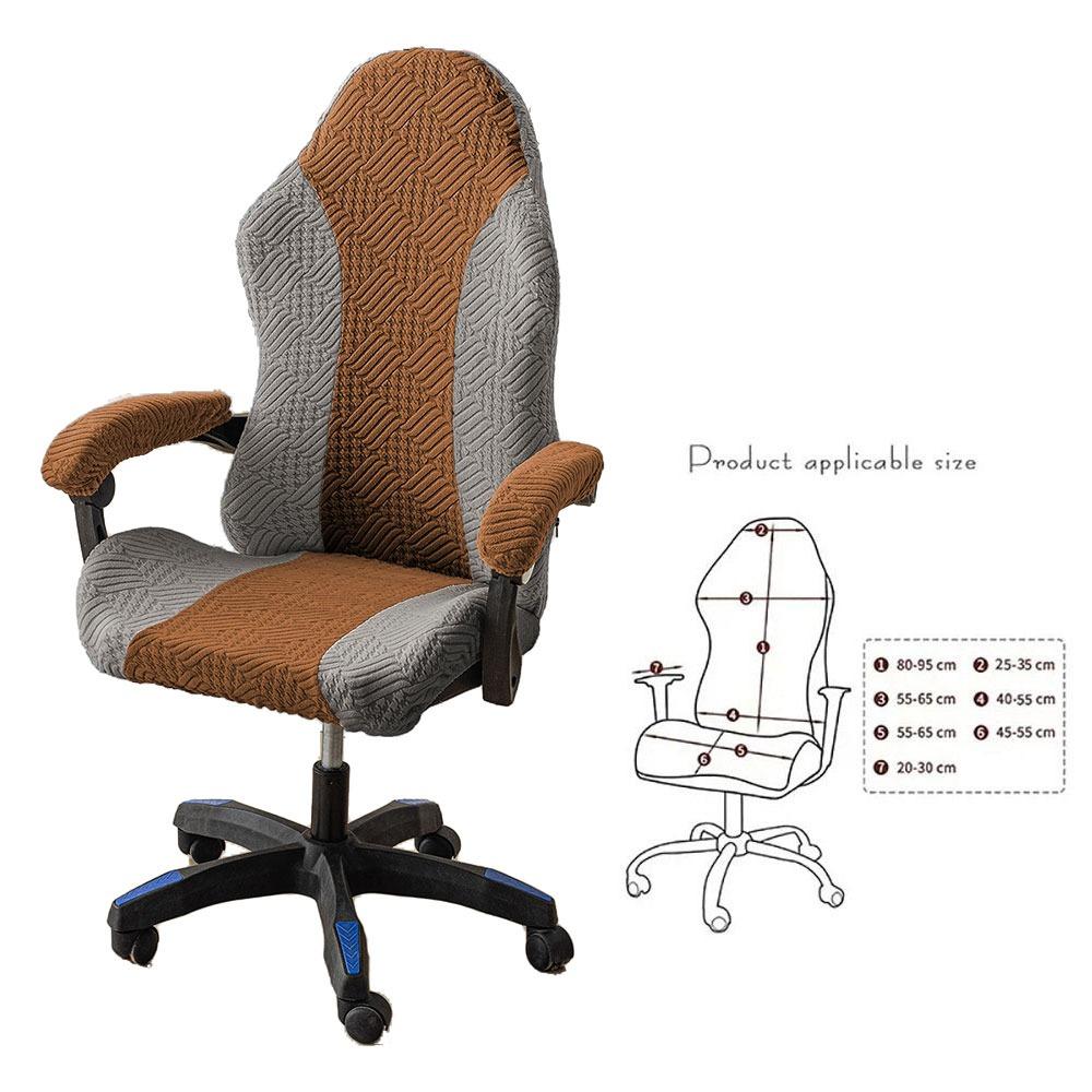 1Set Elastic Stretch Gaming Chair Cover Fleece Jacquard Office Computer Chair Chair Cover Set Dustproof With Armrest Cover