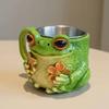 Creative Frog Floral Pattern Mug Anti Slip Cartoon Water Cup Durable Cute Animal Cup  Kitchen
