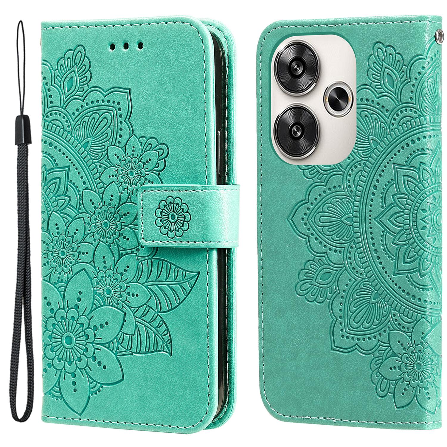 

Для Xiaomi Redmi Turbo 3 5G/Poco F6 5G Чохол Квітковий візерунок Шкіряний гаманець Підставка Чохол для телефону Green