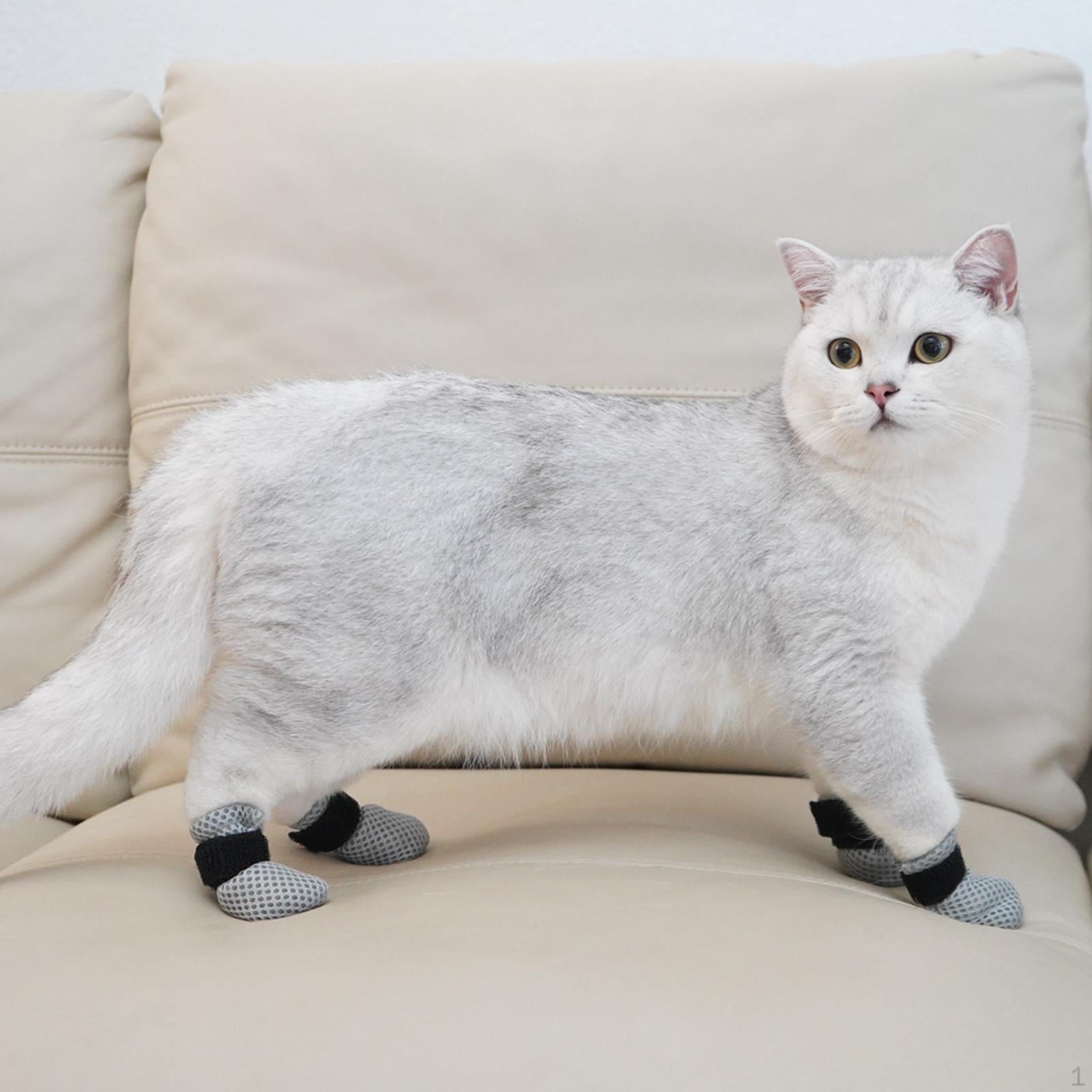

Scratch Boots, 4Pcs Pet Cat Bathing Cutting Nail Shaving Hair Anti Grab Adjustable Shoes Claw gray M