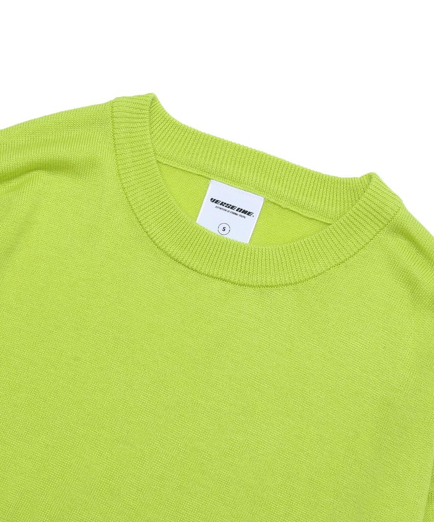 VERSE ONE Merino Wool Basic Knit Sweater Neon Green