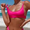 Women's Swimwear Solid Color Bandeau Bikini Set Sexy Thong Brazilian Beachwear Bathing Suits