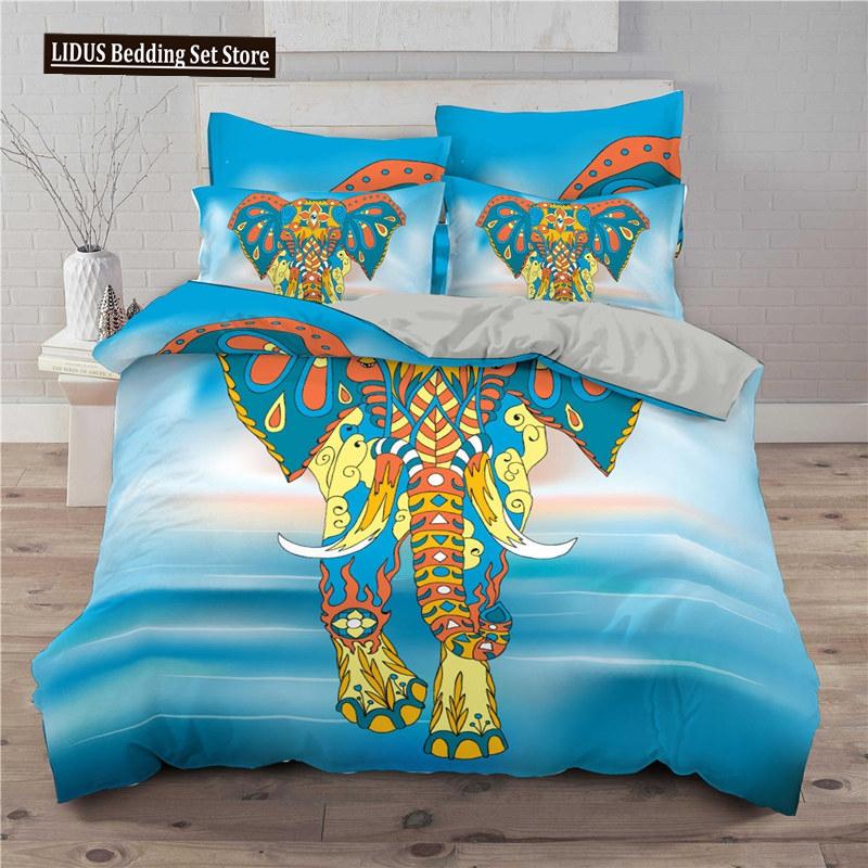 Elephant Bedding Sets Boho Style Luxury 3D Print For Kids Adults Teens Ganesha Duvet Cover Set Queen Size Polyester Bedding Set