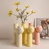 Nordic Cat Flower Vase Ornament - Cute Cream Style Decoration for Floral Arrangements