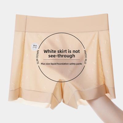 Plus Size Women's Summer Seamless Extended Crotch Two In One Anti Glare Safety Briefs