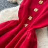 Elegant Sleeveless Satin Dress for Women Luxurious Solid Color Flower Buttons Summer Autumn Formal Evening Party Vestidos