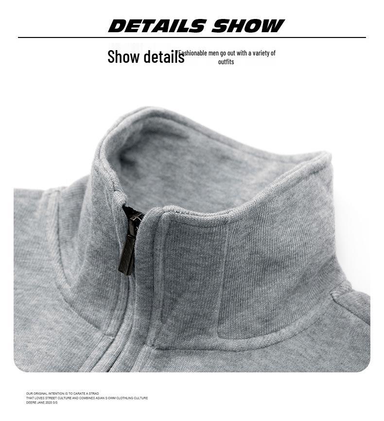 Men's Half-High Collar Zipper Hoodie - Casual, Loose, Versatile Base Layer for Couples