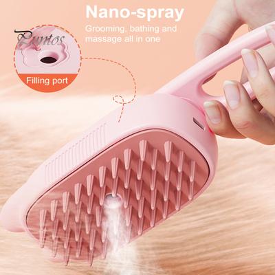 Cat Steam Brush Pet Spray Comb 3-in-1 Nano Spray Grooming Tool Cat Hair Brush Massager Brushes Dog Silicone Steamy Brushes for Shedding And Cleaning