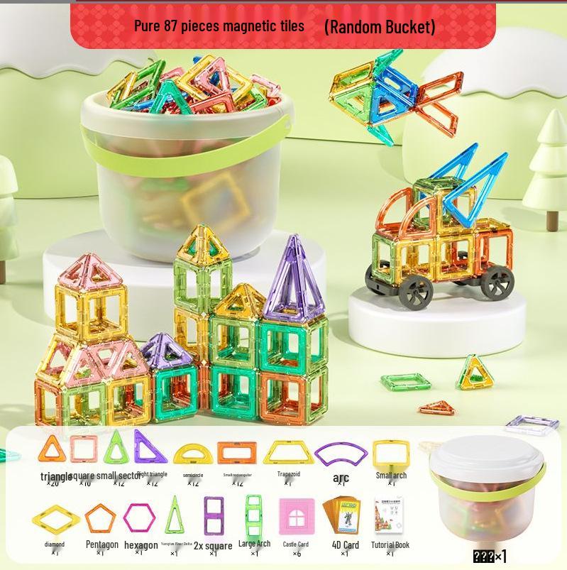 

Набор магнитных плиток - 168 штук развивающих строительных блоков для детей