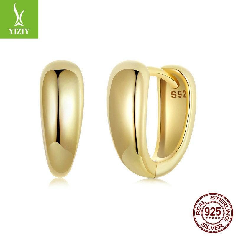 Metal Cold Wind 925 Silver Stud Earrings French Basic Niche Light Luxury Temperament Earrings Women