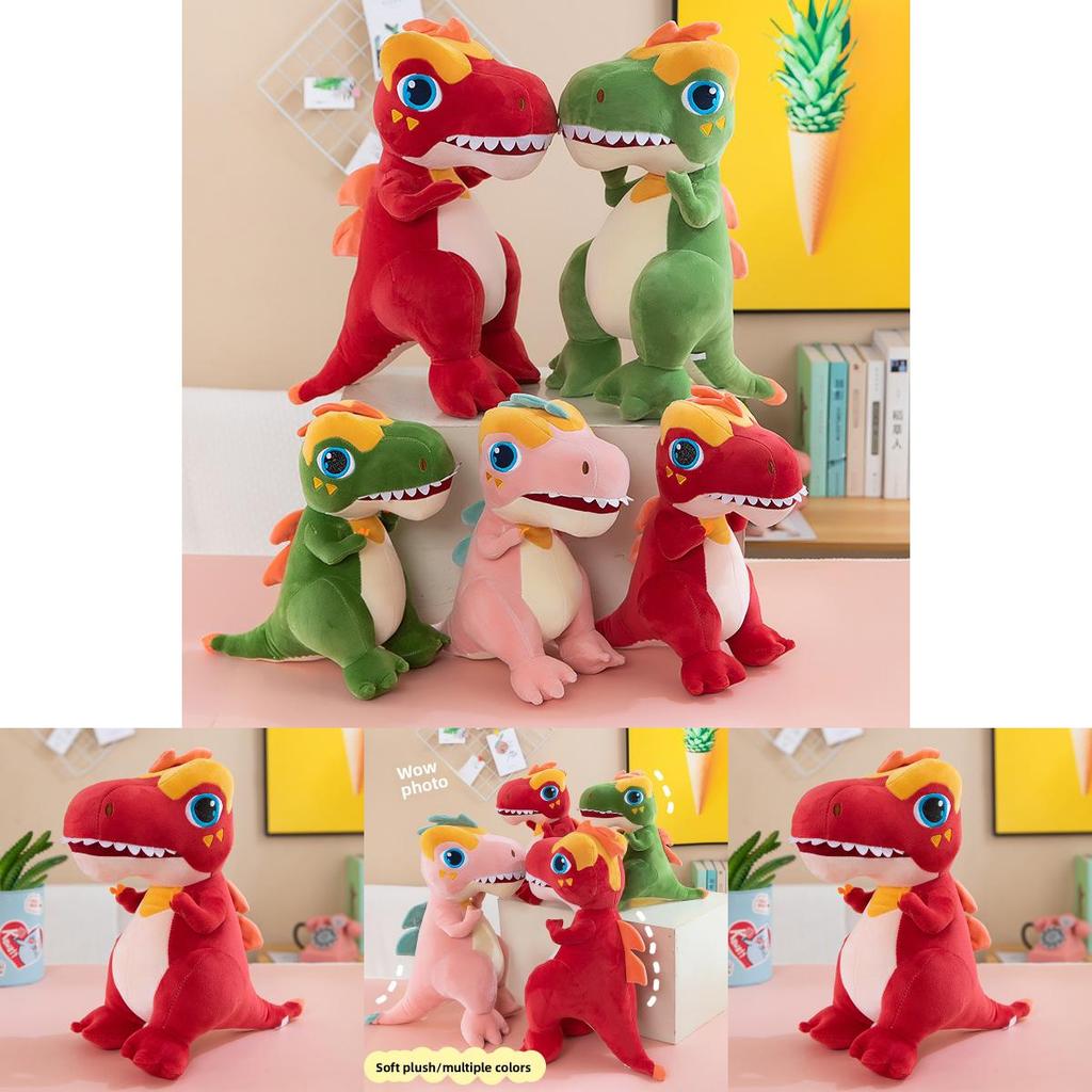 Dinosaur Plush Toy With Multicolor Flames For Kids Play And Comfort