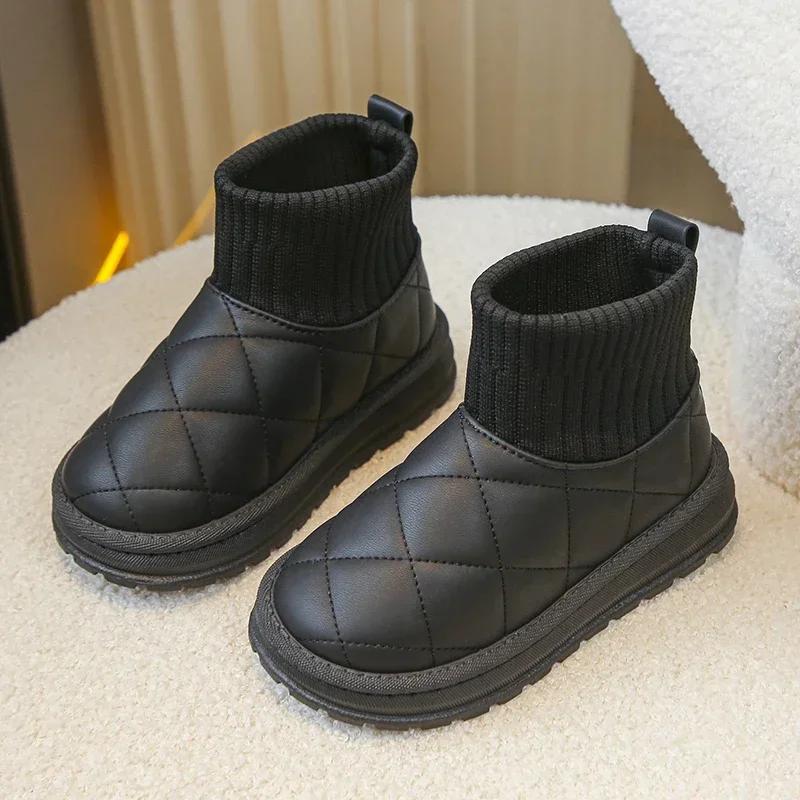 Children's Boots Sock Style Snow Boots Girls Short Boots Kids Cute Sewing Autumn Winter Warm Cotton Thermal Shoes for Boys