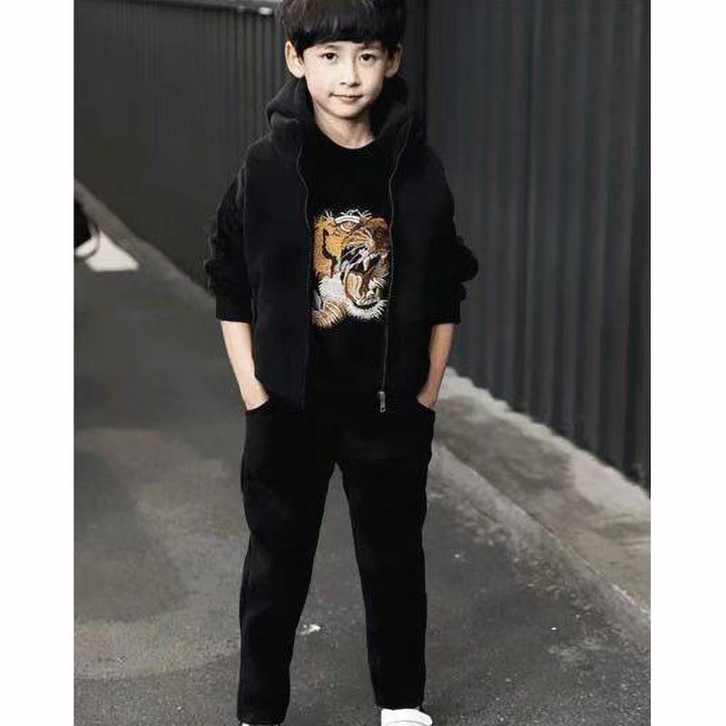 Mode Fleece Verdickter Jungen Anzug Set Trendiges Herbst Winter Outfit Kinder Warm